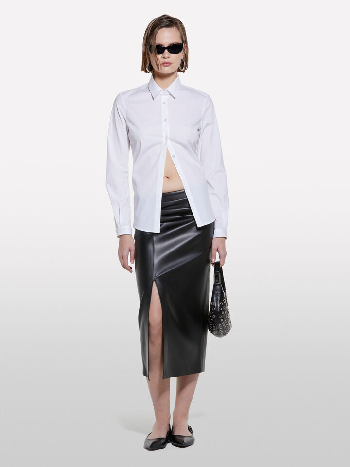 Pencil skirt with slit - women's midi skirts - Black | Sisley image number 1
